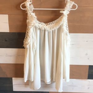 Cold Shoulder Fringe Top